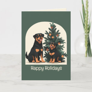 Glada höger Rottweiler hundar Helgkort