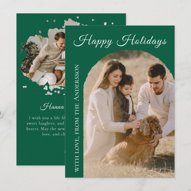 Glada högtider Båge 2 Foto Julkort (Fram/baksida)