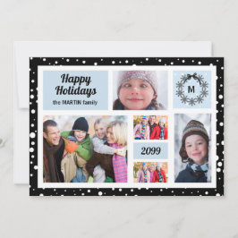 Glada högtider Blå och svart jul 5 Foto Julkort