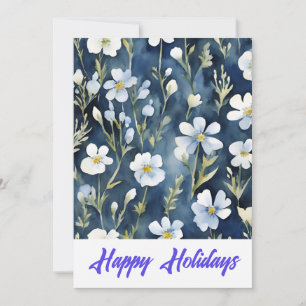 Glada högtider Blommor Akvarell God Jul Julkort