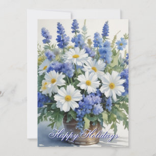 Glada högtider Blommor Vattenfärg God Jul Julkort