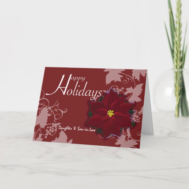 Glada högtider Dotter & Svärson Poinsettia Helgkort (Framsida)