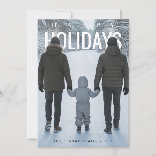 Glada Högtider Familjefoto Pop Minimalistisk Julkort (Framsida)