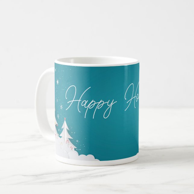 Glada Högtider – Festiv Vinter Aqua Blå Mugg (Framsida vänster)
