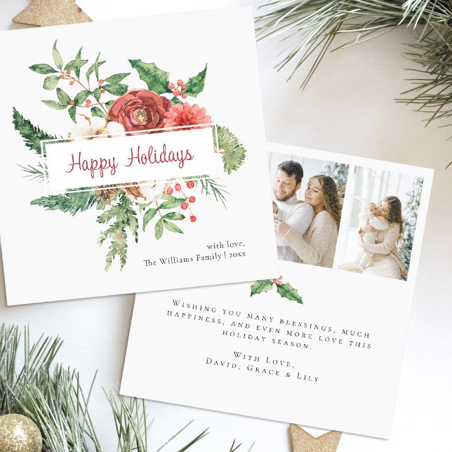 Glada Högtider Foto Collage Julkort (Happy Holidays Photo Collage Christmas Card
)