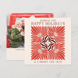 Glada högtider Foto Modern fet röd blommig Julkort