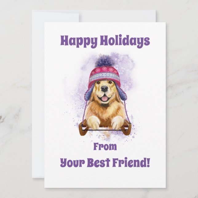 Glada Högtider Från Din Bästa Vän, Golden Julkort (Framsida)