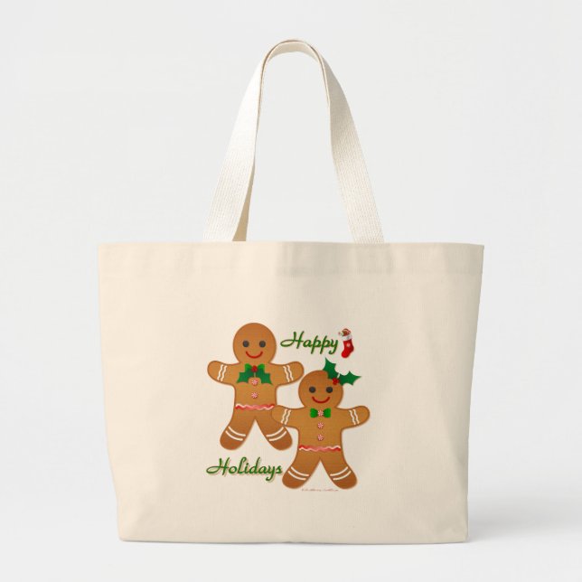 Glada Högtider Gingerbread Man Pojke Flicka Jumbo Tygkasse (Framsidan)