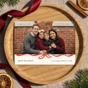 Glada högtider Gingham-slinga Familjefoto Jul Julkort