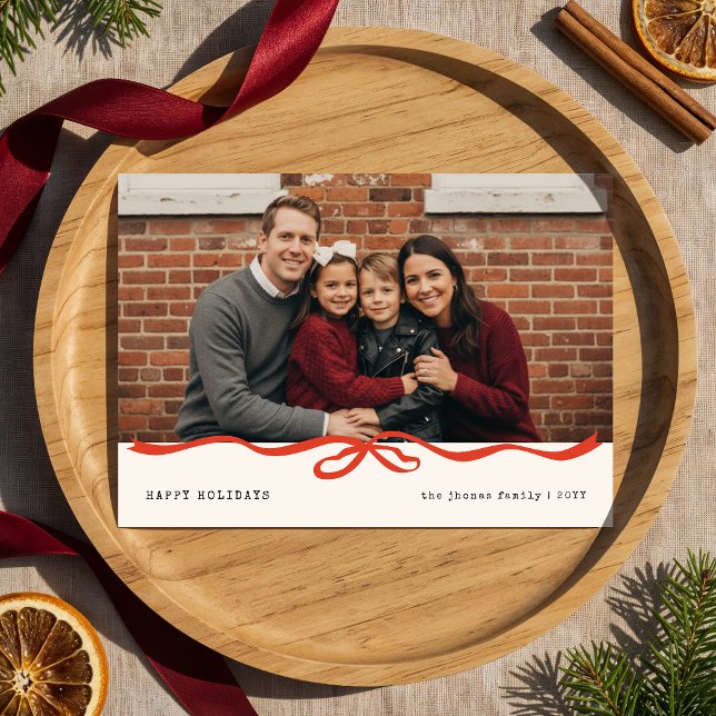 Glada högtider Gingham-slinga Familjefoto Jul Julkort (Skapare uppladdad)