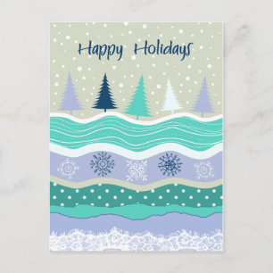 Glada högtider Granar Snöflingor Scrapbooking Helg Vykort