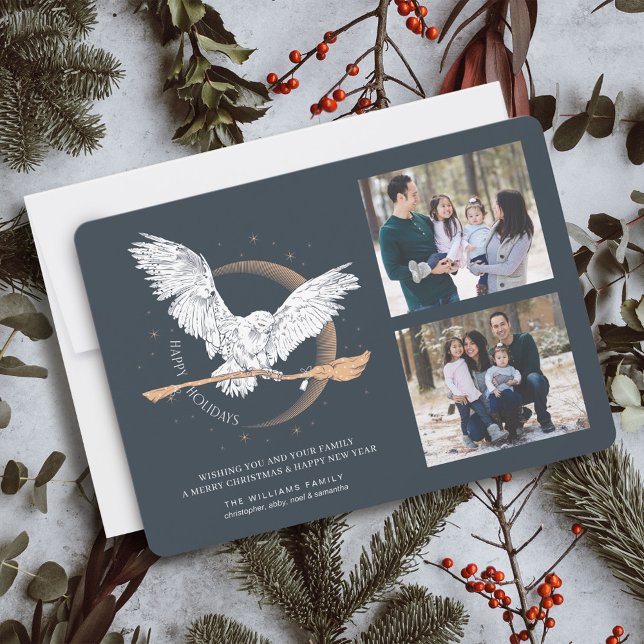 Glada högtider Hedwig-leverans | Familjefotokort Inbjudningar (Card on table)