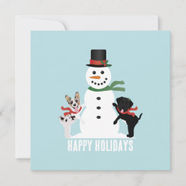 Glada högtider Hundar bygger en snöman Kort