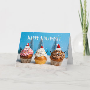 Glada högtider jul Cupcakes i snö Helgkort