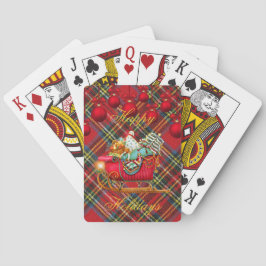 Glada högtider jul pläd tartan tomte släde casinokort