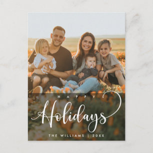 Glada högtider, julhälsning familjefoto vykort