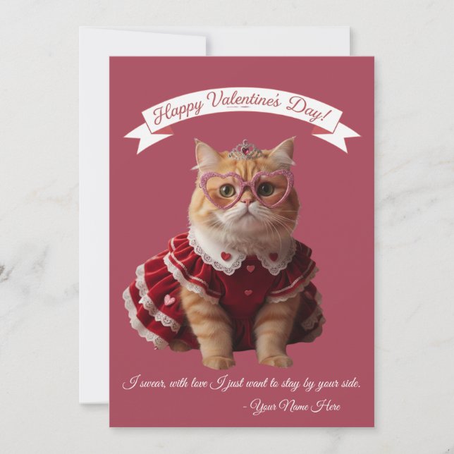 Glada Högtider Katt Valentines Kärlek Julkort (Framsida)