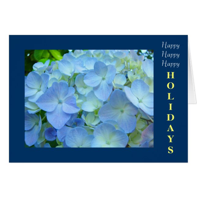 Glada högtider kort Blå Hortensia Blommor (Framsidan Horizontal)