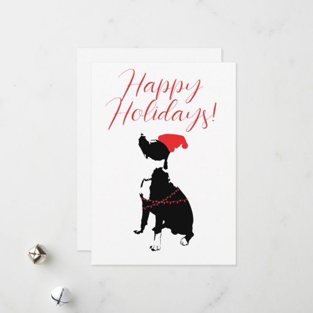 Glada högtider med Pitbull, tomteluva och ljus Julkort (Fram/Back In Situ)