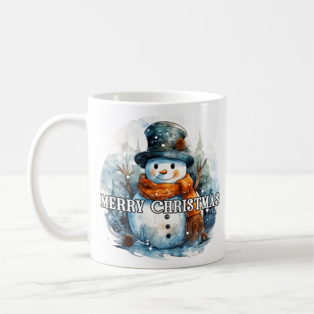 Glada Högtider | Mysig Liten Snöman Kaffemugg (Vänster)