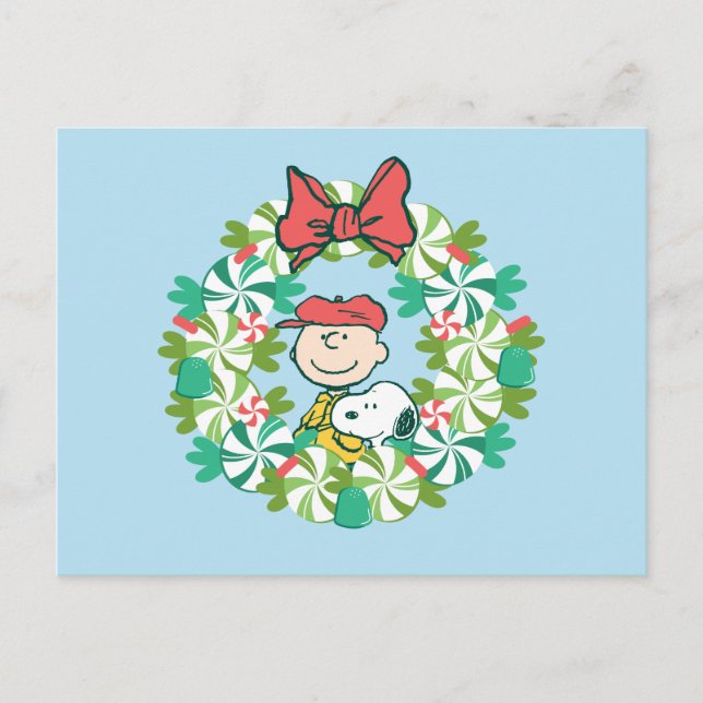 Glada högtider | Pepparmint godis krans Helg Vykort (Framsida)