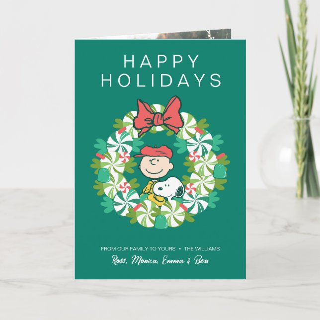 Glada högtider | Pepparmint godis krans Helgkort (Framsida)