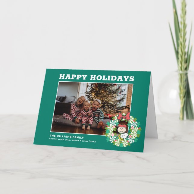 Glada högtider | Pepparmint godis krans Helgkort (Framsida)