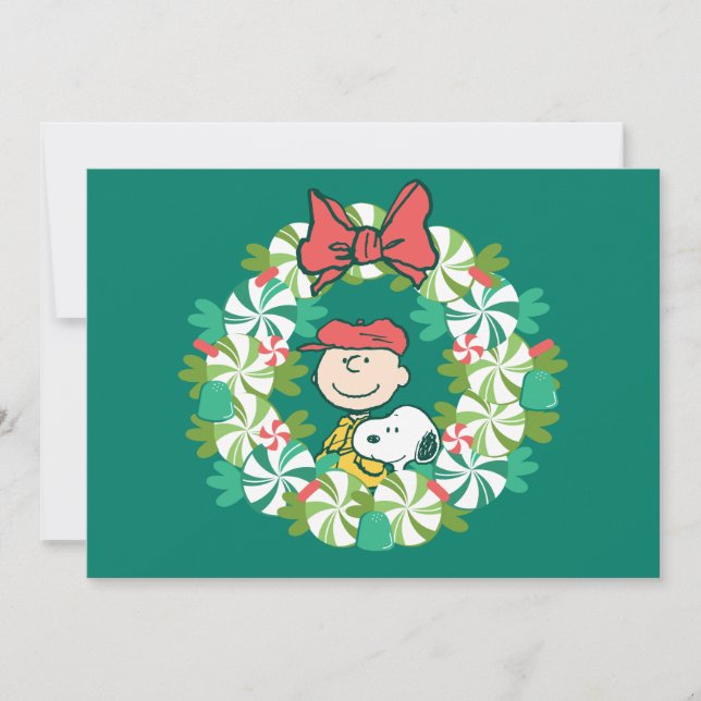 Glada högtider | Pepparmint godis krans Julkort (Framsida)