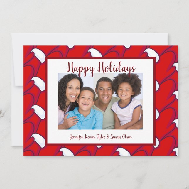 Glada högtider Röda handskar Foto & hälsning Julkort (Framsida)