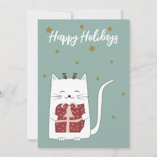 Glada högtider Söt katt med present Julkort