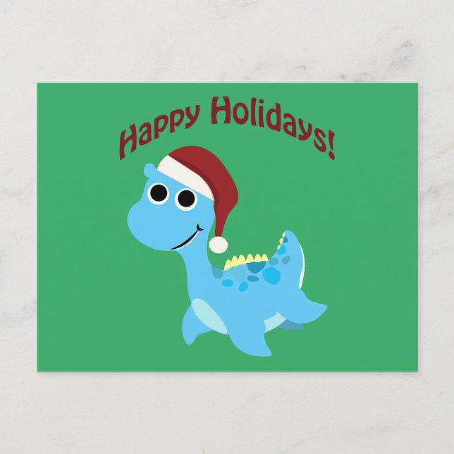 Glada högtider! Söt Nessie Helg Vykort (Framsida)