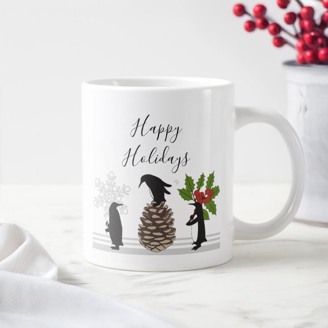 Glada Högtider Söt Rolig Jul Pingvin Jumbo Mugg (Skapare uppladdad)