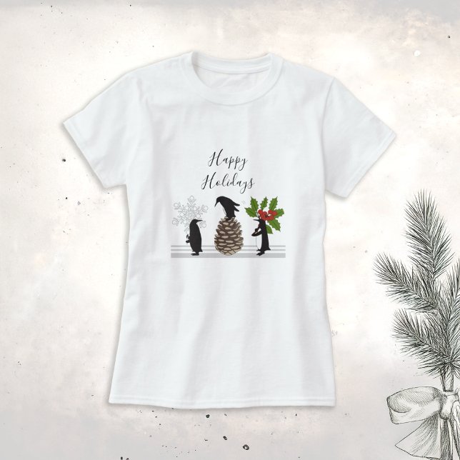 Glada Högtider Söt Rolig Jul Pingvin T Shirt (Skapare uppladdad)