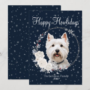 Glada Högtider Söt Westie Hund Julkort