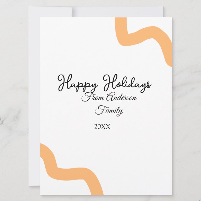 Glada högtider svart orange namn datum år spiral  julkort (Framsida)