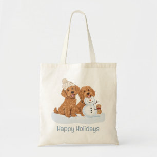 Glada högtider Vinter Goldendoodle Hund Snöman Tygkasse