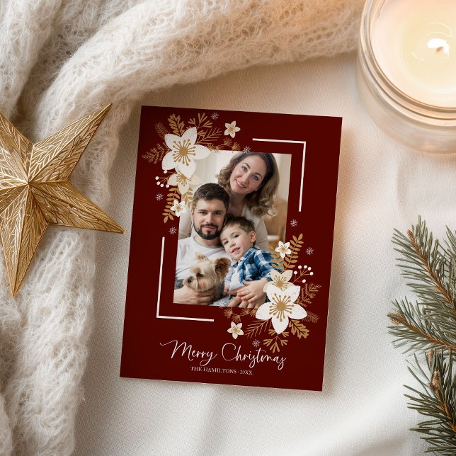 Glada högtider Vit blomster jul foto Vykort (Skapare uppladdad)