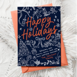 Glada högtider Whimsical Handritad Högtidskort Julkort