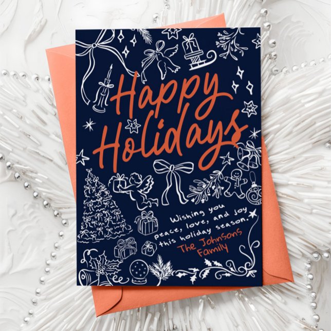 Glada högtider Whimsical Handritad Högtidskort Julkort (Skapare uppladdad)