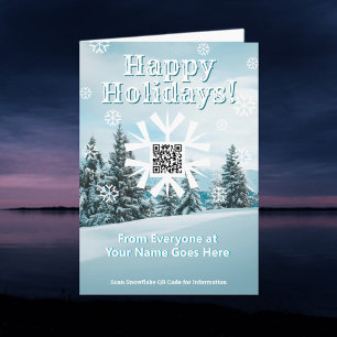 Glada högtider Xmas-kort Snöflinga med QR-kod Kort