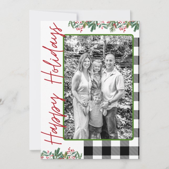 Glada HOLLY-dagar Anpassad Fotokort Julkort (Framsida)