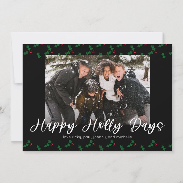 Glada Holly-dagars roliga högtidsfotokort 2 (Framsida)