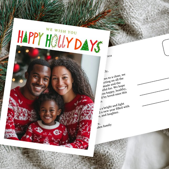 GLADA HOLLYDAGAR Holiday jul KUSTOM Foto Vykort (HAPPY HOLLY DAYS Holiday Christmas CUSTOM Photo Postcard
)