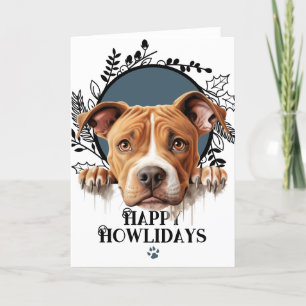 Glada Howlidays Amerikansk Pit Bull Terrier Helgkort