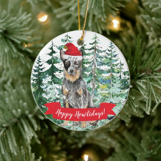 Glada Howlidays Australian Cattle Dog jul Julgransprydnad Keramik (Träd)