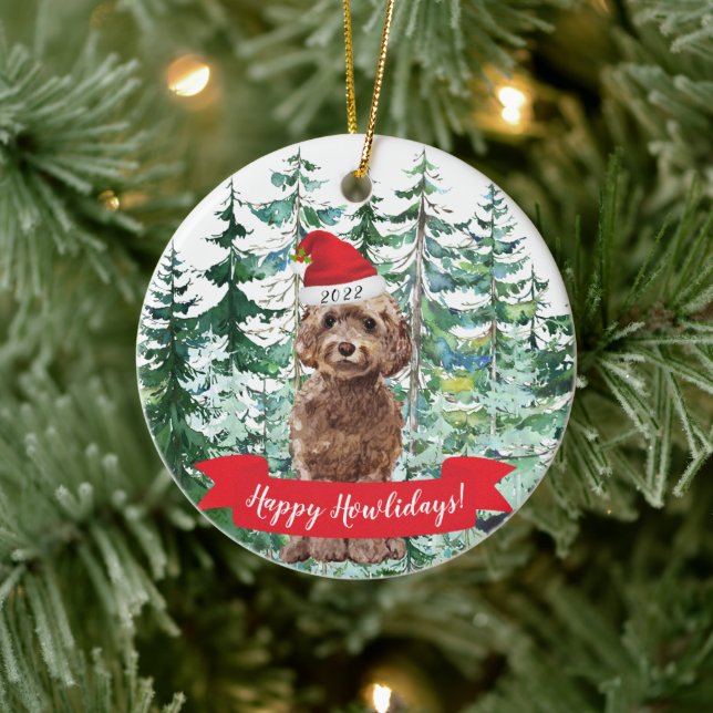 Glada Howlidays Brun Cockapoo Hund Jul Ornament (Träd)