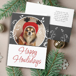 Glada Howlidays Grå Lövverk Hund Namn Foto Helgkort
