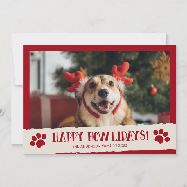 Glada Howlidays Husdjur Hund Foto Julkort (Framsida)