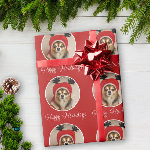 Glada Howlidays Röda Hund Djur Foto Presentpapper