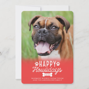 Glada Howlidays röda jul hund fotokort Julkort
